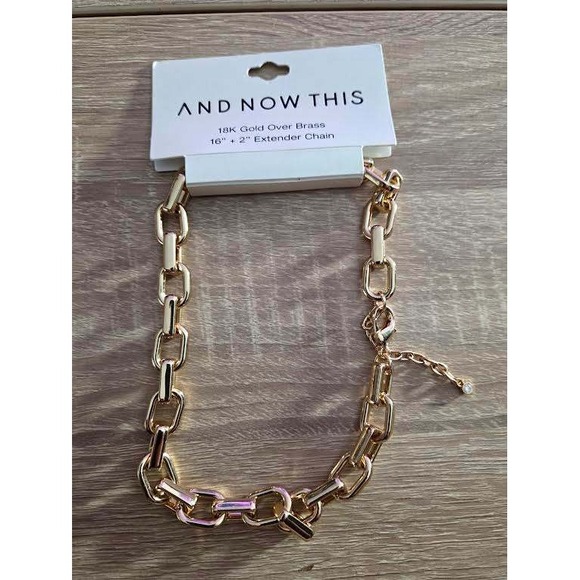 And Now This Jewelry - And‎ Now This 18K Gold Over Brass Chunky Link Chain Necklace NL0164695 NWT